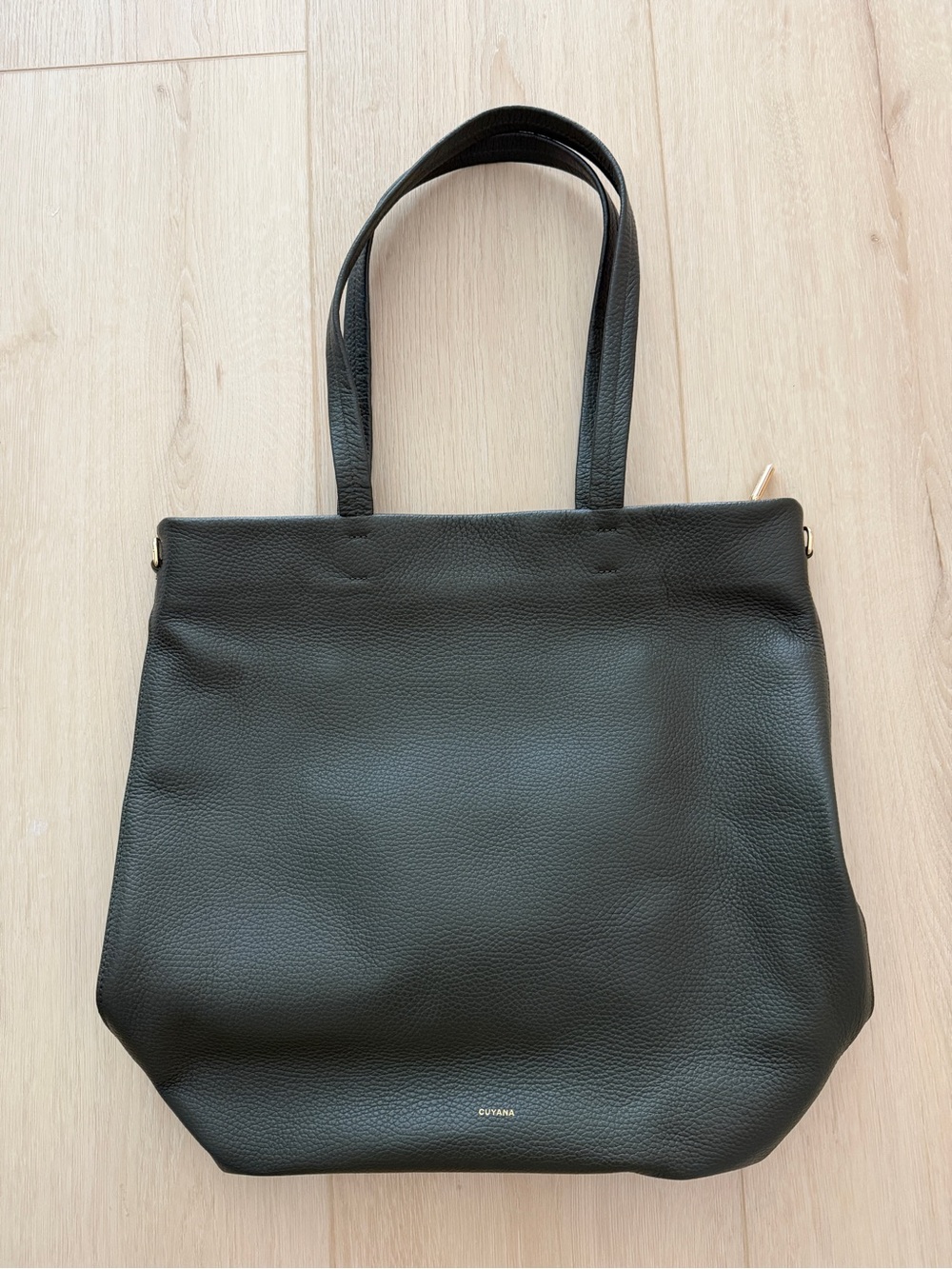 Cuyana tall easy zipper tote in dark olive